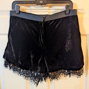 Black Velvet High Waist Shorts